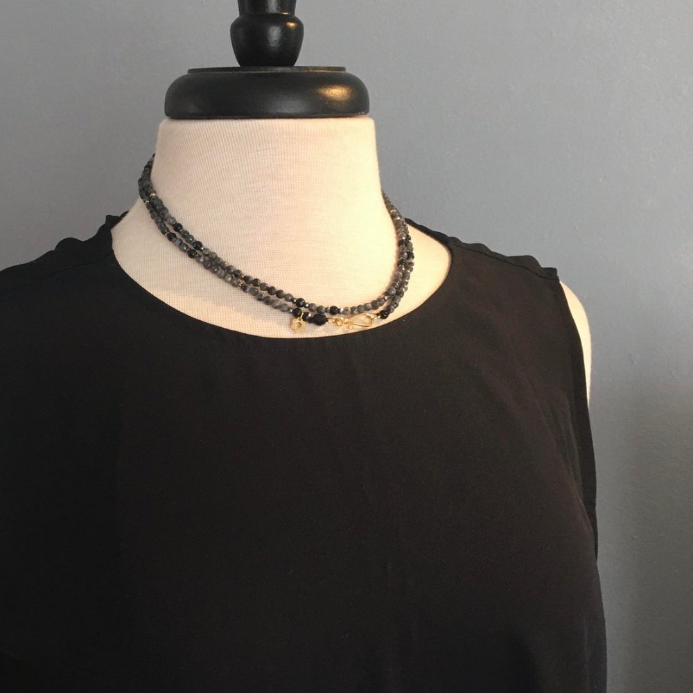 Labradorite with Pyrite Sterling silver Necklance